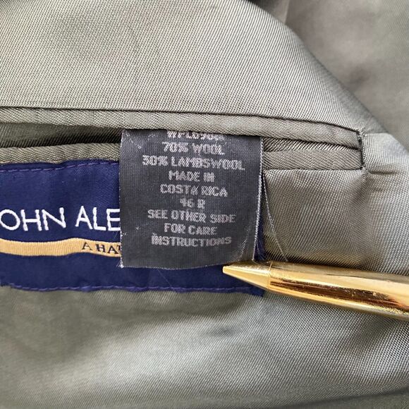 John Alexander Men’s Gray Tweed Herringbone Wool Sport Coat Blazer Jacket 46R - Picture 4 of 13